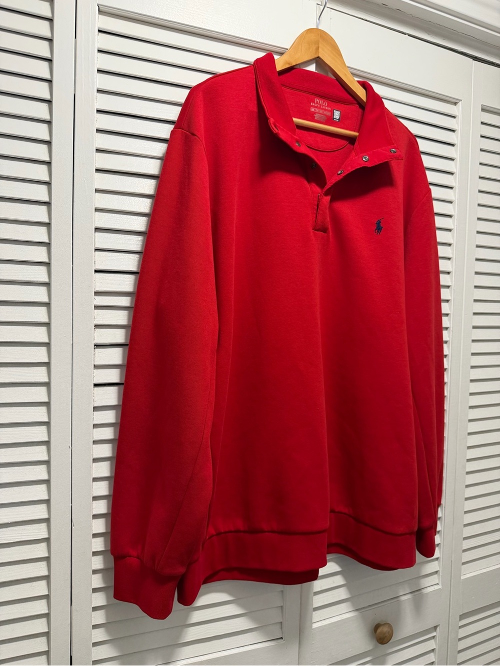 Ralph Lauren Red Snap-Collar Pullover Sweatshirt XXL - Picture 3 of 10
